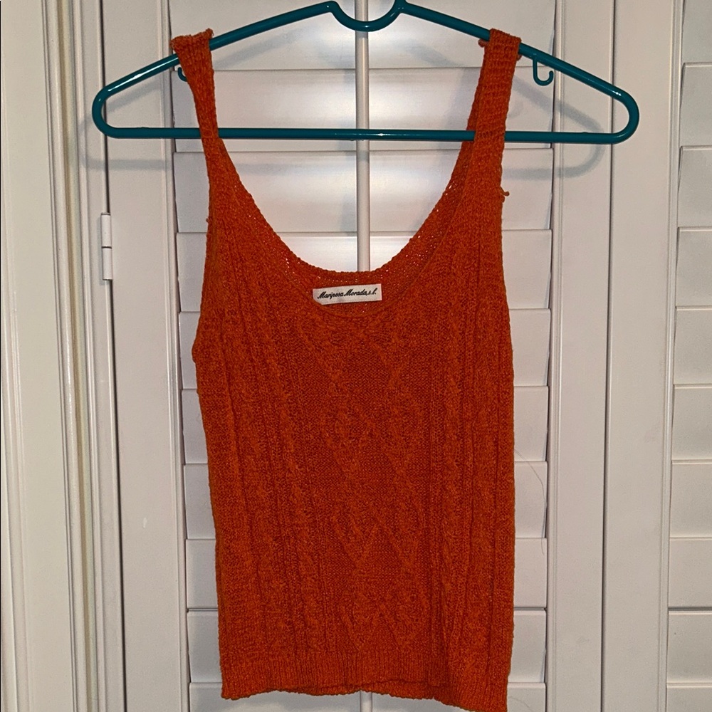 Vibrant Orange Knit Tank Top